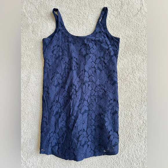NWT chaser lined navy mini dress size small floral lace - Picture 1 of 3